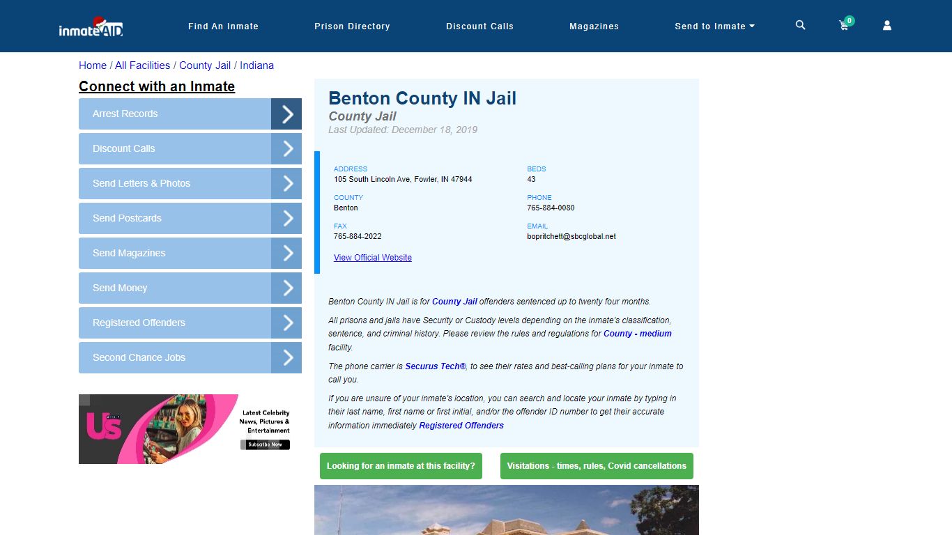 Benton County IN Jail - Inmate Locator - Fowler, IN